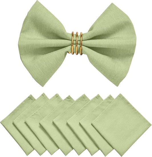 Cloth Napkin Set of 8 Square Washable Reusable Linen Fabric Polyester for Kitchen Dinner Dining Restaurants Wedding Party Banquet Table(Mint Green/17x17 Inch)