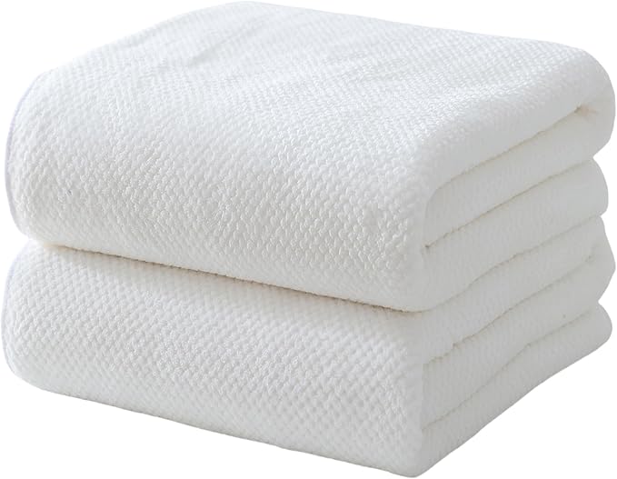 40x80 Inches Bath Sheets Towels for Adults Oversized Bath Towels Extra Large Luxury Super Soft Absorbent Quick Dry Microfiber (White, 2PCS)