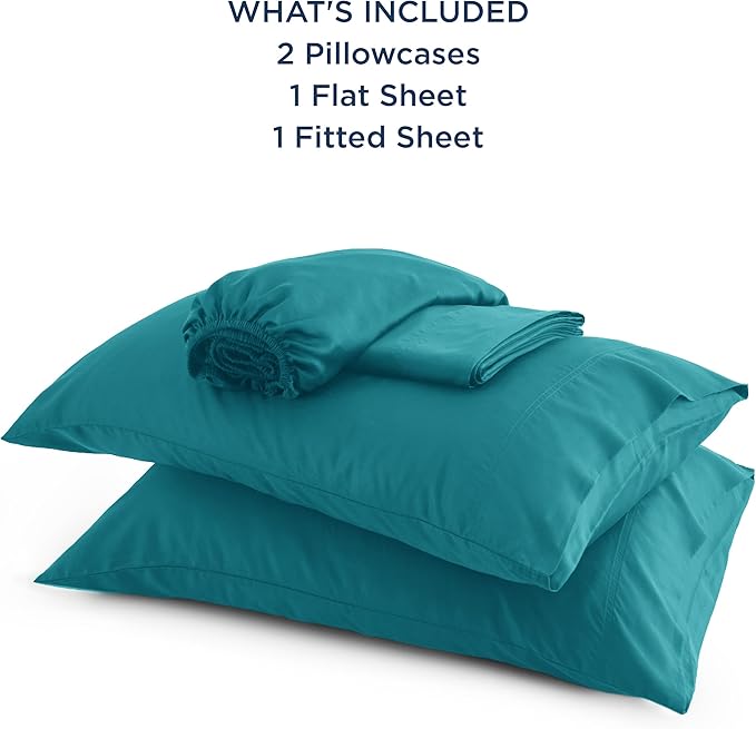 Bedsure Full Size Bed Sheets, Cooling Sheets, Rayon Derived from Bamboo, Breathable & Soft, Deep Pocket Up to 16 Inches, Hotel Luxury Silky Bedding for Hot Sleepers, Turquoise