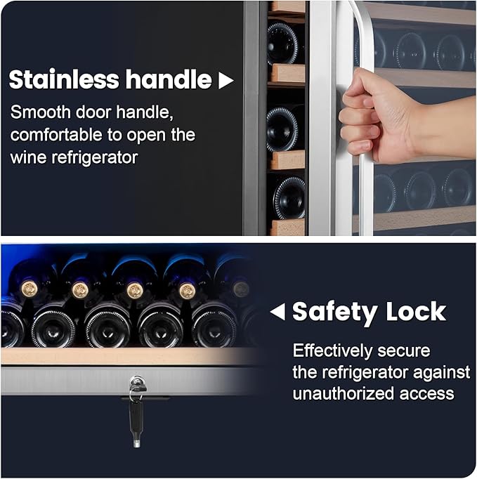 24 Inch Wine Cooler Refrigerator Freestanding, Large Tall Built-in 154-Bottles Wine Fridge, Large Capacity Wine Cellar For Wine Collection, Wine Lovers