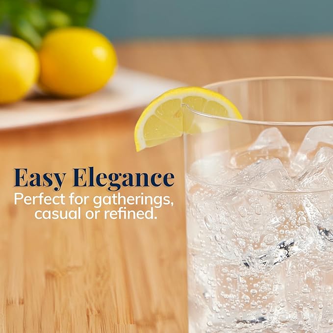 US Acrylic Classic Clear Plastic Reusable Drinking Glasses (Set of 8) 12oz Rocks & 16oz Water Cups | BPA-Free Tumblers, Made in USA | Top-Rack Dishwasher Safe