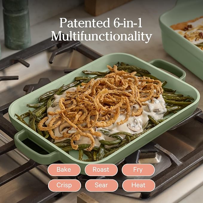 Our Place Mini Griddle Pan - 2 Quart Nonstick Ceramic Sheet Pan & Stovetop Griddle with Handles | Toxin-Free Cast Aluminum | Oven Safe up to 450°F | Sage