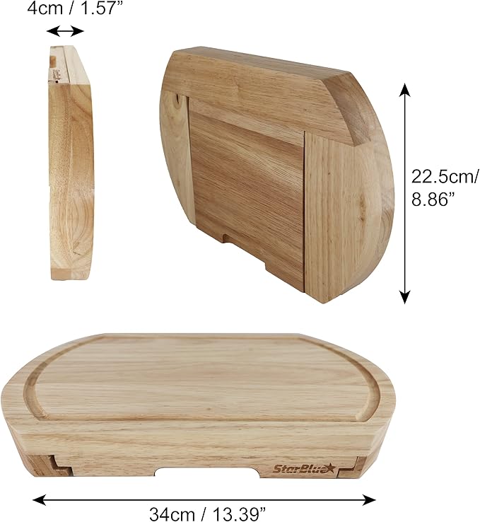 Cheese Board Set by StarBlue - Large - with 4 Knives and Slide Out Drawer | Large Oak Wooden Cheese and Platter Cutting Serving Plate Tray | Best for Housewarming and Birthday Gift