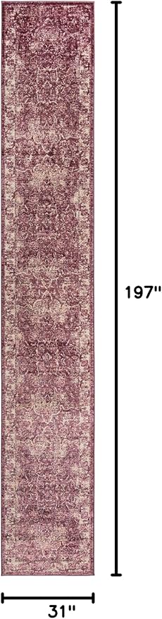 Unique Loom Isabella Collection Area Rug - Adjani (2' 7" x 16' 5" Runner, Purple/ Ivory)