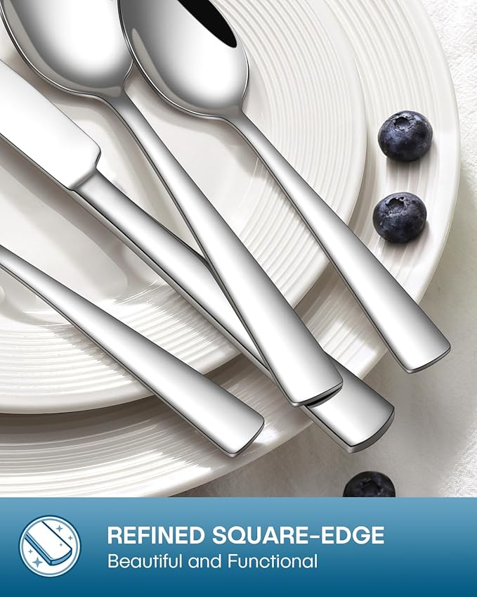 Stapava 72-Piece Silverware Set with Steak Knives, Food-Grade Stainless Steel Flatware Set for 12 Mirror Polished Cutlery Utensil Sets Include Forks Spoons and Knives Set Dishwasher Safe