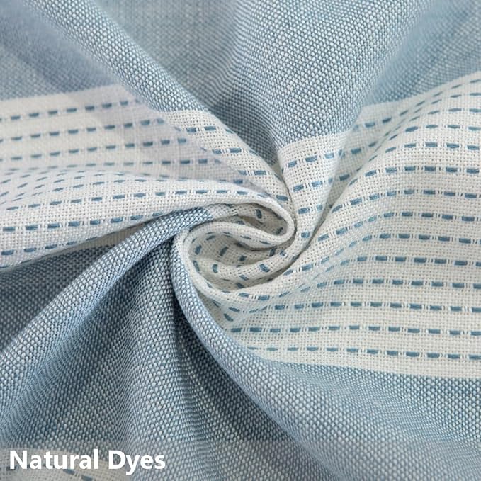 TruDelve Navy Blue and White Striped Rectangle Tablecloth Boho Cotton Cloth Tablecloths for 6 Foot Rectangle Tables (86"x55", Blue)