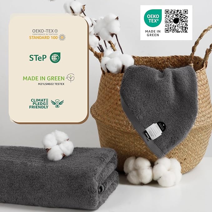 SEMAXE Grey Bath Towels Set of 4, 100% Cotton Luxury Bathroom Towels, Soft, Absorbent, and Quick-Drying, 55"x27", Perfect for Hotels, Gyms, and Spas