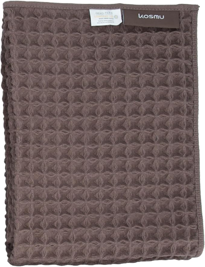 Luxury Organic Japanese Cotton Waffle Bath Towel | Thick, Absorbent, Quick Dry Bathroom Towels for Shower, Sauna, Onsen| Hotel & Spa Quality, Gift-Ready (Dark Cocoa, Hand Towel, 32" x 16")