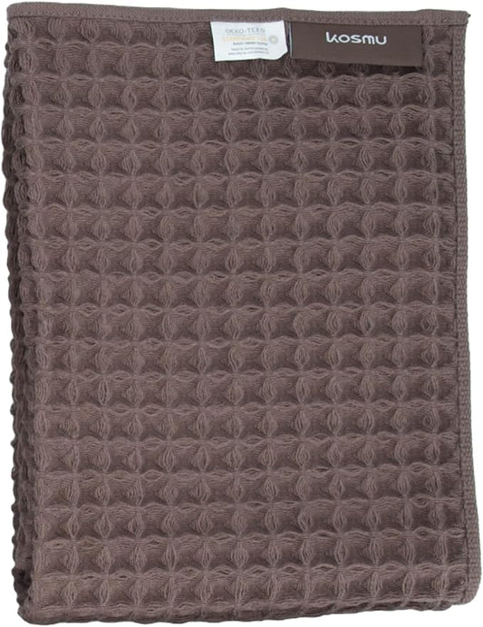 Luxury Organic Japanese Cotton Waffle Bath Towel | Thick, Absorbent, Quick Dry Bathroom Towels for Shower, Sauna, Onsen| Hotel & Spa Quality, Gift-Ready (Dark Cocoa, Hand Towel, 32" x 16")