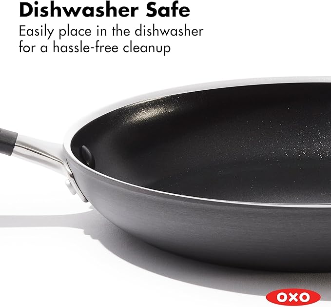 OXO 12” Non-Stick Every Day Frying Pan with Lid, BPA-Free Comfort Grip Silicone Handle, Dishwasher & Oven Safe, PFAS-Free Ceramic Skillet, Black