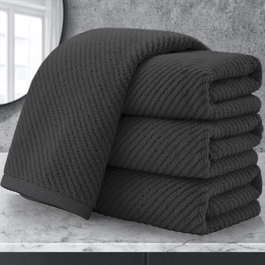 VOOVA & MOVAS Gray Hand Towels for Bathroom, Large 18" x 28" - 100% Cotton | Thick | Quick Dry | Lightweight | Absorbent | Soft, Hand Towels Set of 4, Bathroom Essentials, Dark Grey
