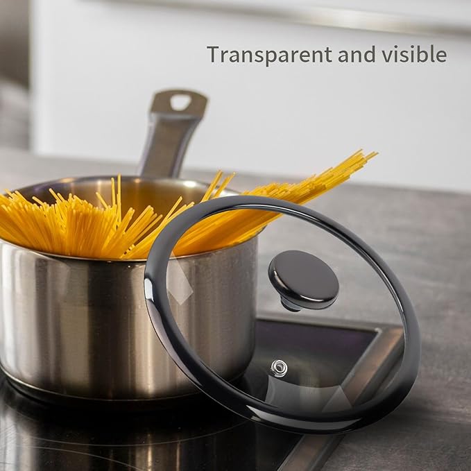 8" Tempered Glass Pan Lid with Steam Vent, Thickened to 4mm and Dishwasher Safe and Oven up to 480℉, Universal Lid Fit for Cast Iron Skillets, Frying Saute Pan, Cooking Pot