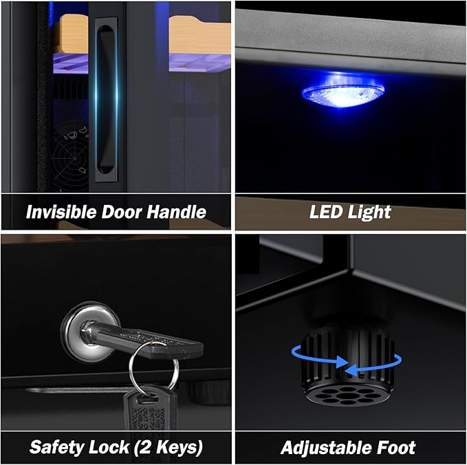 Electric Humidor-70L Cooling & Heating Humidor, Smart Touch Control Humidity & Temp, Humidors wtih Spanish Cedar Wood Tray, Digital Display, Safety Lock, Desktop Gift for Men