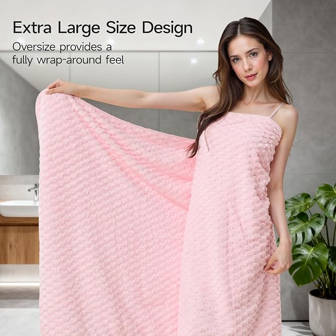 REDKISS Pink Microfiber Bath Towels Set of 6-35x70 Inches Oversized Bath Sheets, Extra Large Bath Towels Set of 6 for Adults, Super Soft Quick Dry Lint Free Absorbent Waffle Microfiber Shower Towels
