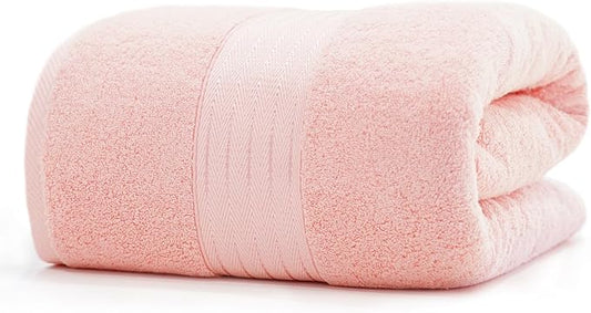 COZYART Pink Oversized Bath Sheet for Bathroom 35x70 Cotton Body Shower Towel Soft Absorbent Durable 650 GSM Extra Large Towels for Daily Use