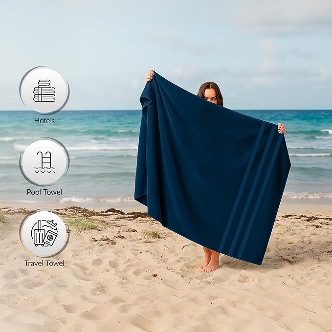 RIVERSIDE Pack of 2 Extra Large Bath Sheets 35 x 70 Inches - 100% Ring Spun Cotton Hotel Quality Oversized Bath Towels - Super Soft, Highly Absorbent & Quicker to Dry - Blue Opal