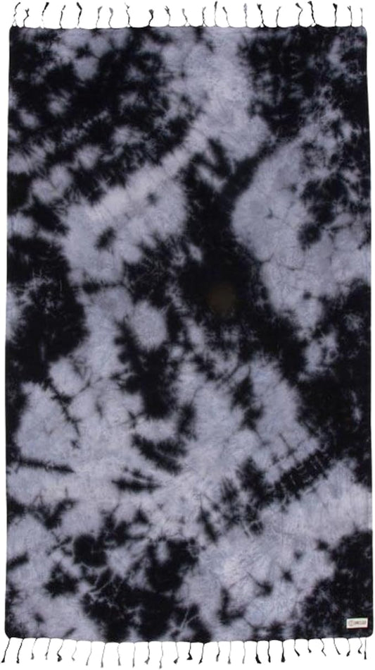 Sand Cloud Turkish Beach Towel - Sand Free - 100% Organic Turkish Cotton Yarn - Quick Dry Towel for Beach, Picnic Blanket or Throw - As Seen on Shark Tank - Tie Dye (Black Acid Wash)