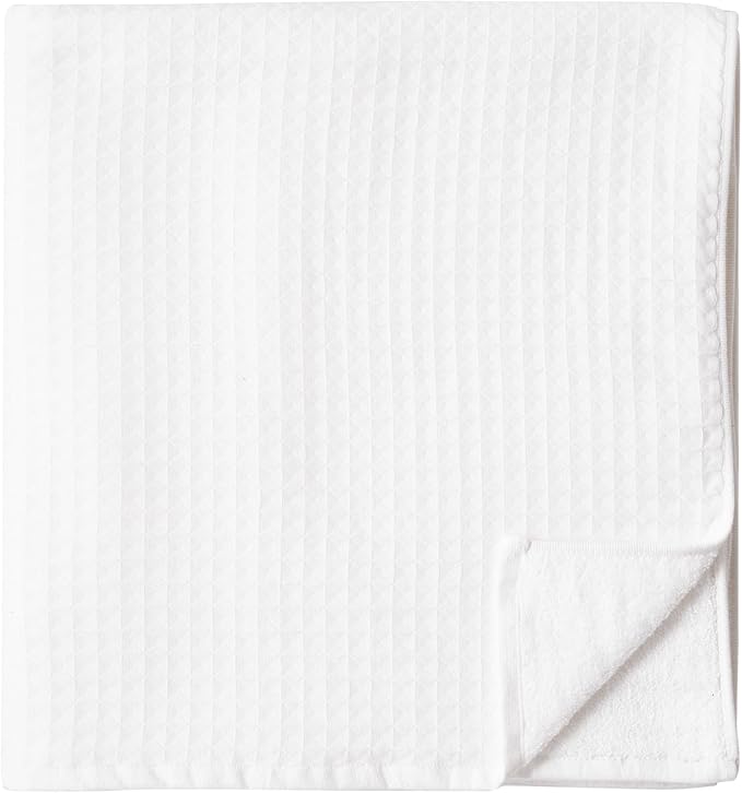 UCHINO Waffle Twist Cotton Weave Towel Set for Bathroom – 2 Bath, 2 Hand, 2 Washcloths, Lightweight Absorbent Quick Dry Honeycomb Texture Solid Terry Loop Reverse, 6 Piece, White