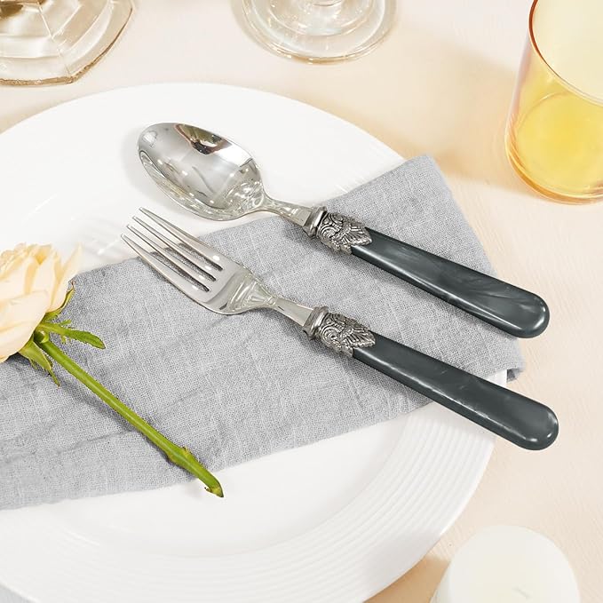 20 Pieces 18/10 Stainless Steel Elegant Silverware Set for 4,Vintage Flatware Set,Dishwasher Safe (20, Grey)