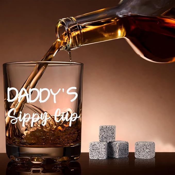 Christmas Gifts,Daddy's Sippy Cup Whiskey Glass 11 OZ, First Fathers Day Gift Ideas for New Dad, Husband, Boyfriend from Daughter Wife Son Kids, Girl Dad Gifts for Fathers Day,Birthday,Christmas