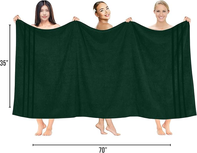 RIVERSIDE Pack of 2 Extra Large Bath Sheets 35 x 70 Inches - 100% Ring Spun Cotton Hotel Quality Oversized Bath Towels - Super Soft, Highly Absorbent & Quicker to Dry - Hunter Green
