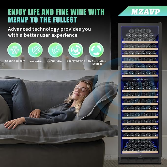 200 Bottle Dual Zone Wine Fridge，24 Inch Large Capacity Wine Refrigerator Freestanding or Built-In, Wine Cooler with Upgraded Compressor, Intelligent Temperature Memory, Low Noise and Fast Cooling