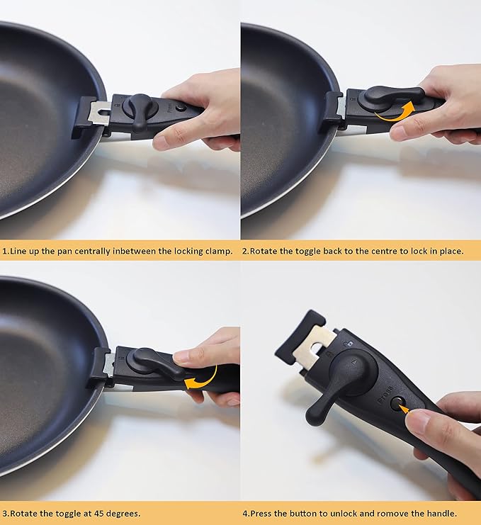 16 Pieces Kitchen Removable Handle Cookware Sets, Stackable Pots and Pans Set Nonstick for Induction Gas RVs Camping Space Saving