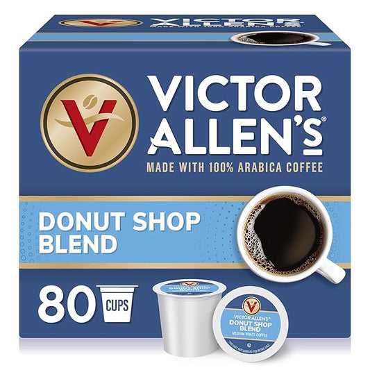 Victor Allen's Coffee Donut Shop Blend, Medium Roast, 80 Count, Single Serve Coffee Pods for Keurig K-Cup Brewers