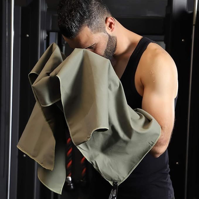 Microfiber Towel Perfect Travel & Gym & Camping Towel, Quick Dry - Super Absorbent - Ultra Compact - Lightweight. Suitable for Trip, Beach, Shower, Backpacking, Pool (Army Green)
