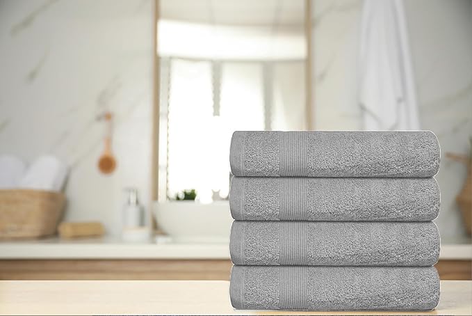 Premium Hand Towels Pack of 6 (16" x 30”) 100% Combed Ring Spun Cotton | Highly Absorbent Hand Towels Set | Ultra Soft for Home, Gym & Spa (Silver Grey)