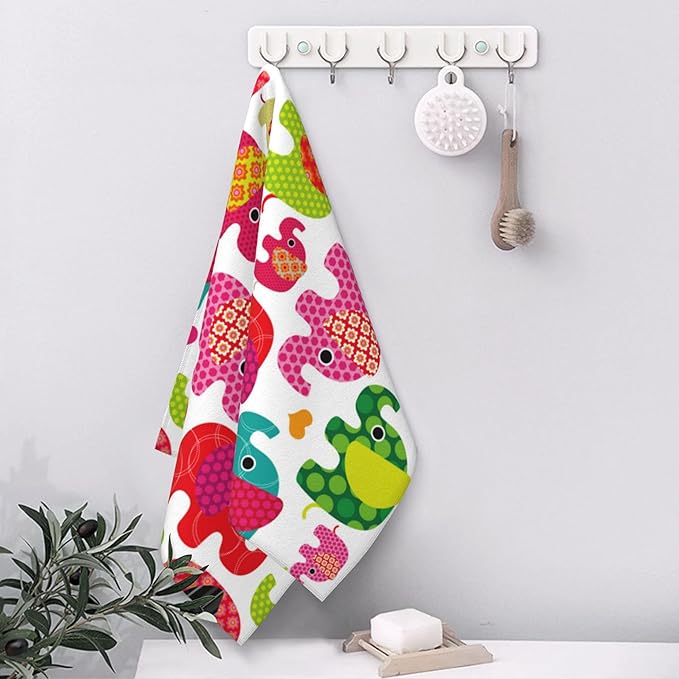 Hand Towels Set of 2 Retro Elephant Towels for Bathroom Soft Absorbent Decorative Hand Bath Towels Dish Towels for Kitchen Sports Gym Yoga Home Decor 14 x 28 in