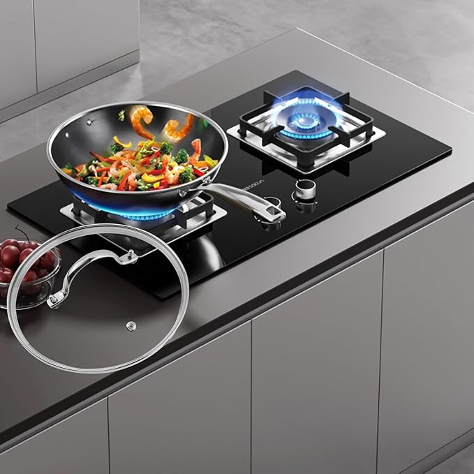 Woogim Easy-Clean Glass Lid 9 Inch,4mm Thick Tempered Glass with Stainless Steel Handle,Dishwasher & Oven Safe for Home Use,Well-sealed Pot Cover for Frying Pans,Sauce Pots & Woks