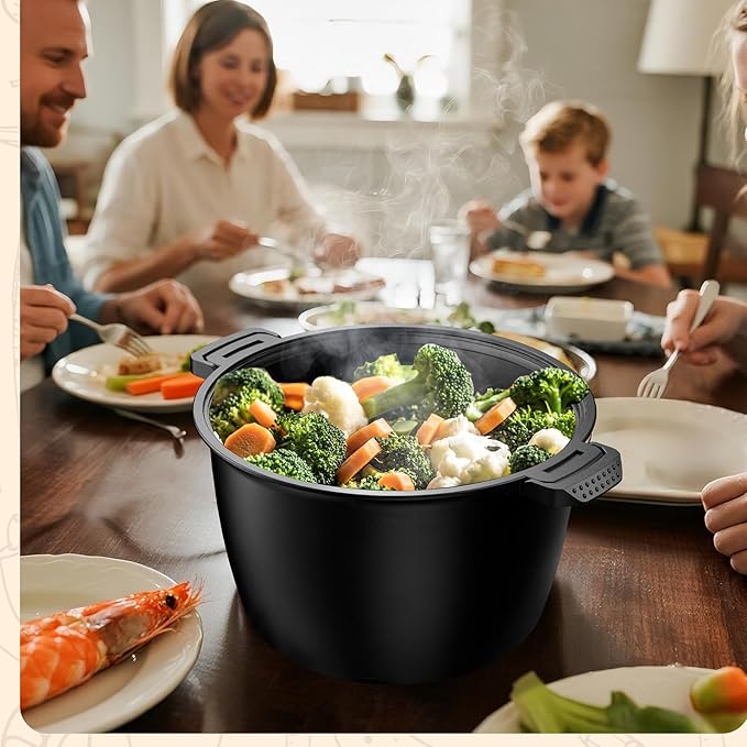Large Microwave Cookware Steamer 3 Quart - AJXX Micro Cookware Vegetable Steamer for Cooking, Microwave Cooker with Food Container, Removable Filter and Lockab - BPA Free, Dishwasher Safe