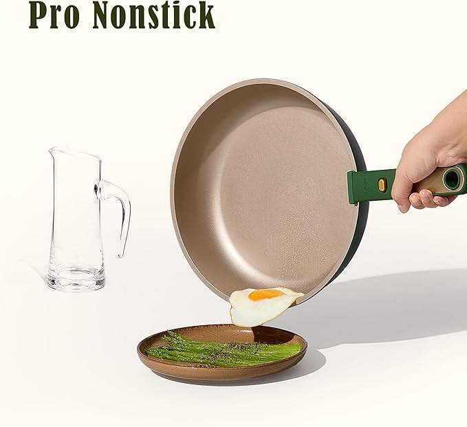CAROTE Green&Gold Nonstick Cookware Set,15Pcs Pots and Pans Set Non Stick Detachable/Removable Handle,Kitchen Cooking Set Dishwasher Safe, RV Kitchen Pot and Pan, Induction Cookware