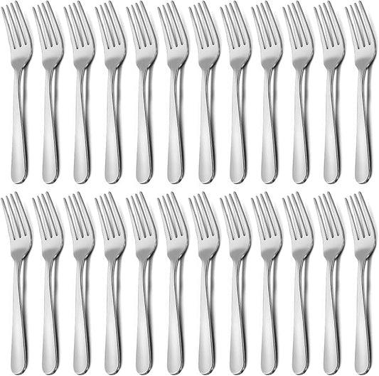 24-Piece Dinner Forks Set, Funnydin 7.1 Inches Stainless Steel Forks Silverware, Durable Table Forks Set, Use for Home, Kitchen and Restaurant - Mirror Polished, Dishwasher Safe