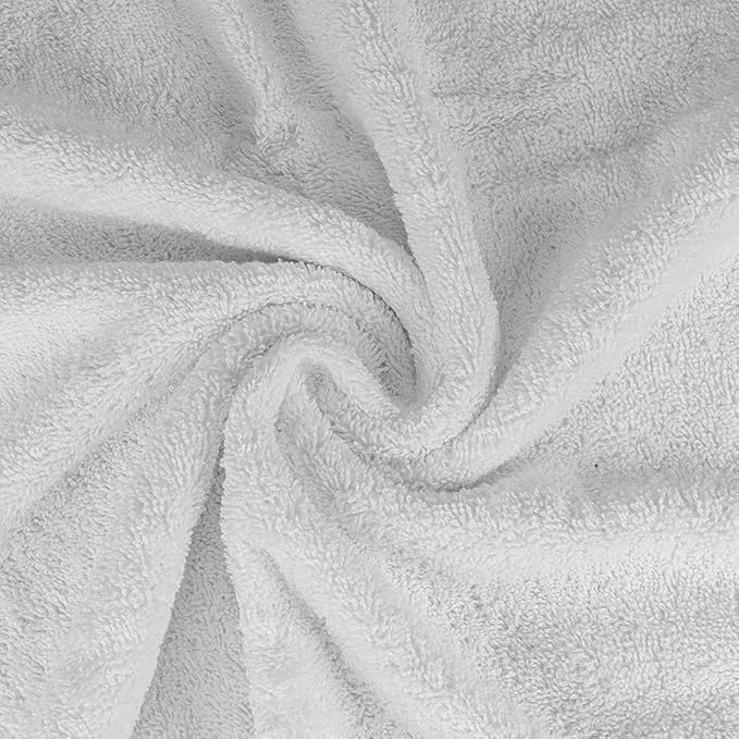 CASA COPENHAGEN Solitaire Mix 6 Pieces Towel Set- White + Grey Violet, 600 GSM 2Bath Towel 2Hand Towel 2Washcloth, Designed in Denmark Made of Soft Egyptian Cotton for Bathroom, Kitchen & Shower