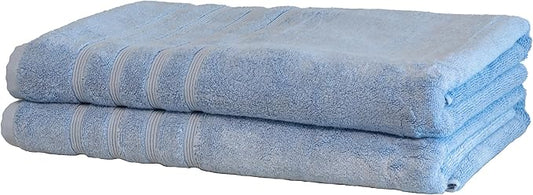 Mosobam Luxury Turkish Towels Set of 2 Bath Sheets 35X70 Allure Blue 700 GSM Bamboo Viscose & Aegean Turkish Combed Cotton