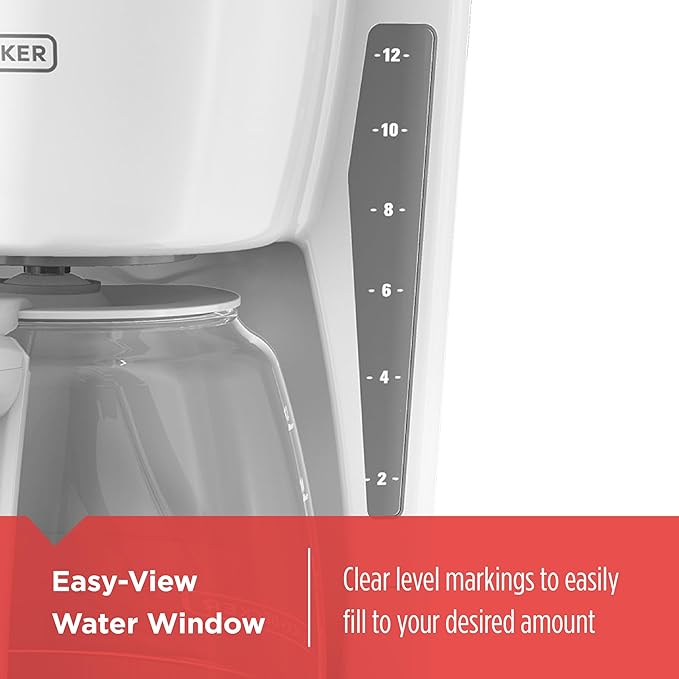 BLACK+DECKER CM1160W-1 CM1160W 12-Cup Programmable Coffeemaker, White/Stainless Steel