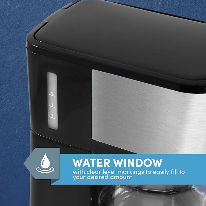 Elite Gourmet EHC9420 Automatic 5-Cup Brew & Drip Coffee Maker with Pause N Serve Reusable Filter, On/Off Switch, Water Level Indicator