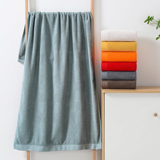 sense gnosis Grey Herringbone Bath Towel Set of 2 Premium 100% Cotton Striped Weave Ultra Soft Highly Absorbent Bath Towel for Bathroom 27 X 55 Inch