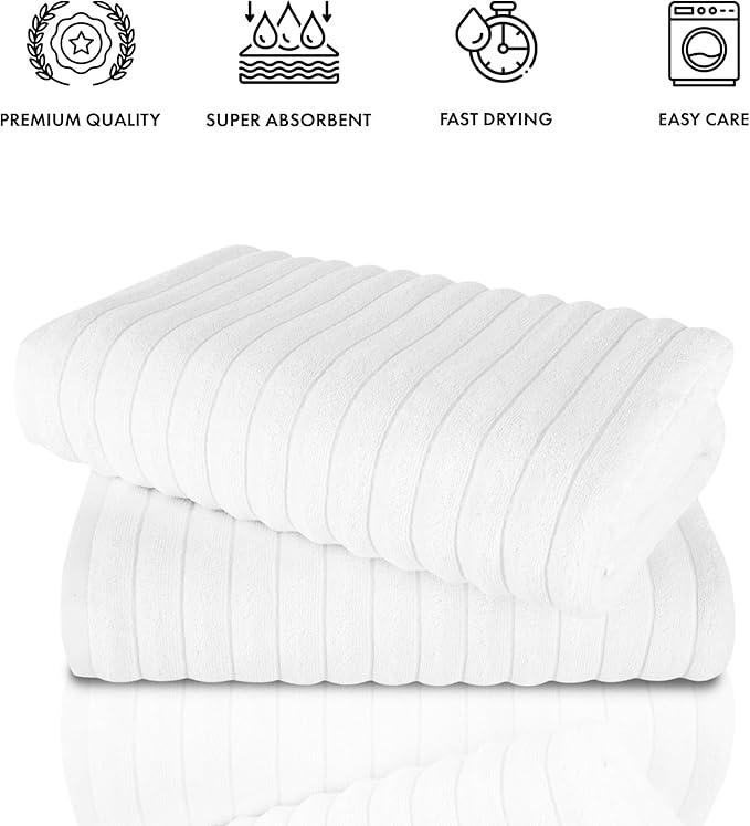 Classic Turkish Towels CTT - Premium 2 Piece Jumbo Bath Sheets, 100% Turkish Cotton, Absorbent & Ultra Comfy Bath Towel Sheets for Hotels & Spa | 40"x65" (White)