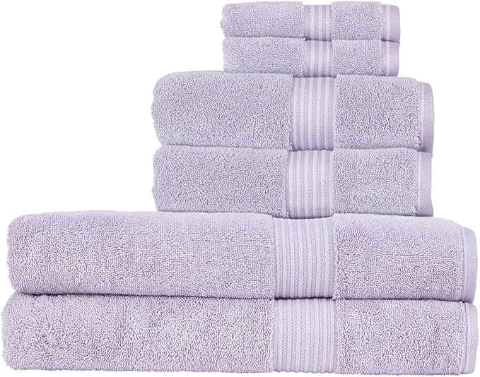 Christy Supreme Hygro 6 Piece Towel Set | Lavender | 100% Luxury Supima Cotton | Ultra Soft | Super Absorbent | 650GSM | 2 Bath Sheets 2 Hand Towels 2 Face Cloths