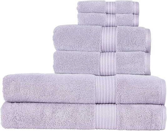 Christy Supreme Hygro 6 Piece Towel Set | Lavender | 100% Luxury Supima Cotton | Ultra Soft | Super Absorbent | 650GSM | 2 Bath Sheets 2 Hand Towels 2 Face Cloths