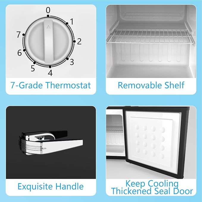 COWSAR 1.2 Cu.Ft Compact Freezer, Upright Freezers with Handle, Removable Shelves, Adjustable Thermostat, Low Noise Stand up Congelador for Dorm, Office, Commercial,Black