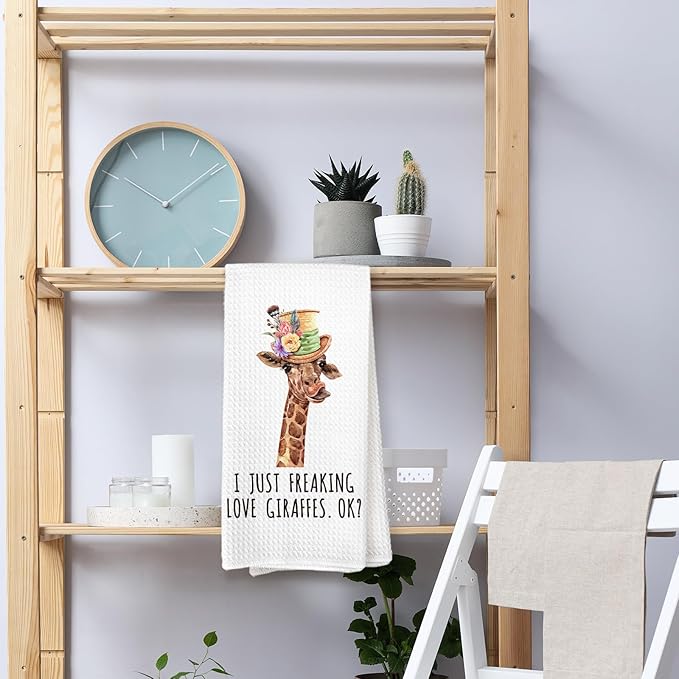 Giraffe Decor Gifts Towels - Giraffes Bathroom Decor Hand Towels, Giraffe Gifts for Women, I Just Freaking Love Kitchen Towel,Giraffes Decorative for Room Bathroom