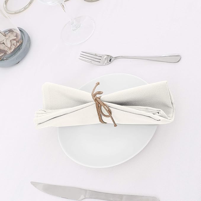 H.VERSAILTEX Cloth Napkins Set of 12 (18" X 18") Linen Textured Dinner Napkins Waterproof Extra Soft Thick Durable Reusable Napkins with Hemmed Edges for Dinners, Weddings and Everyday Use, Ivory