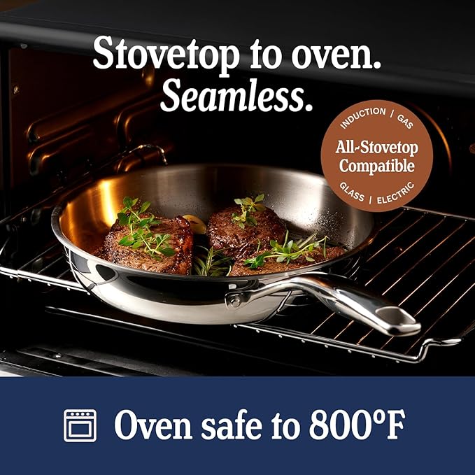 LEGEND COOKWARE 5-Ply Stainless Steel Cookware Set, 12-Piece Pots and Pans Set - Induction Compatible, Oven Safe 800°F - Non-Toxic, No Coatings - Built to Last Generations