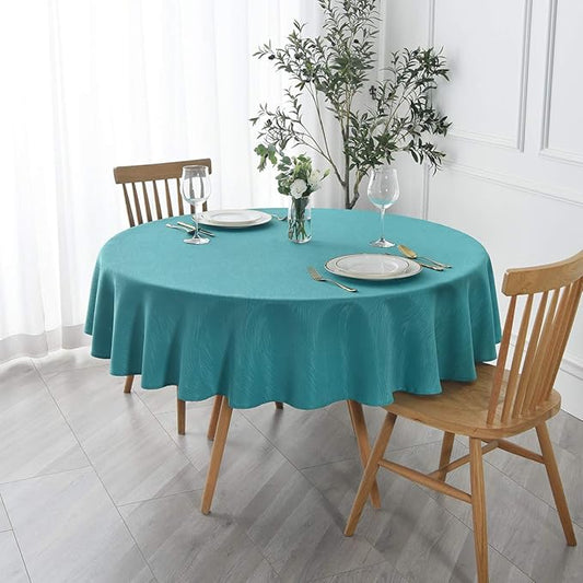 maxmill Jacquard Round Table Cloth Swirl Design Waterproof Antiwrinkle Spillproof Heavy Weight Soft Tablecloths for Circular Table Cover and Kitchen Dinning Tabletop Round 70 Inch Teal