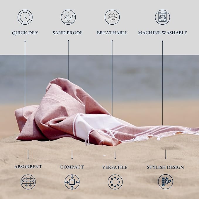 LANE LINEN Pool Towels, Turkish Beach Towels Oversized Set of 6, Pre-Washed, No Shrink, Quick Dry Travel Towel, Beach Towel for Women, Absorbent & Sand Free Towel, 39"x71" - Summer Color