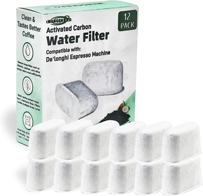 12 Pack Activated Charcoal Water Filter for Delonghi Espresso Machine COM530M, COM532M, BCO430 and More | Compatible with Delonghi Filter Replacement Accessories 7313285779